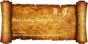 Malitsky Gerold névjegykártya